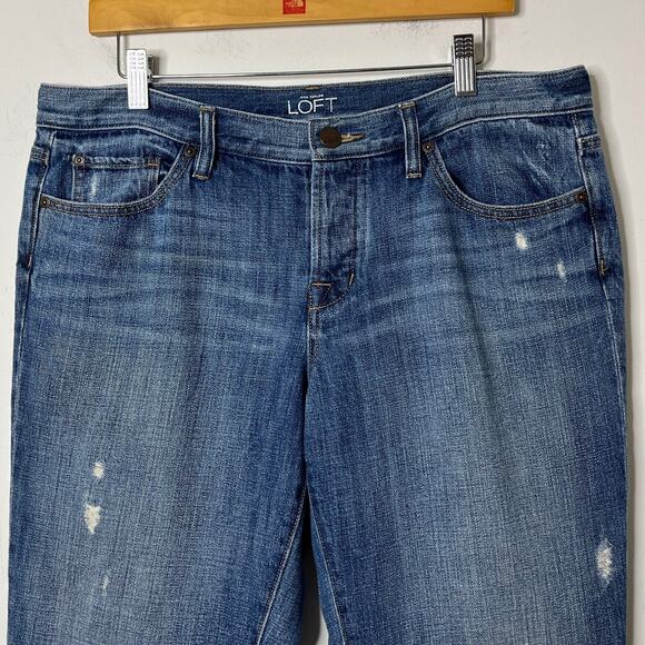 Ann Taylor Loft Women's Boyfriend Jeans 10 Distressed Medium Wash Mid Rise Denim - Picture 3 of 9